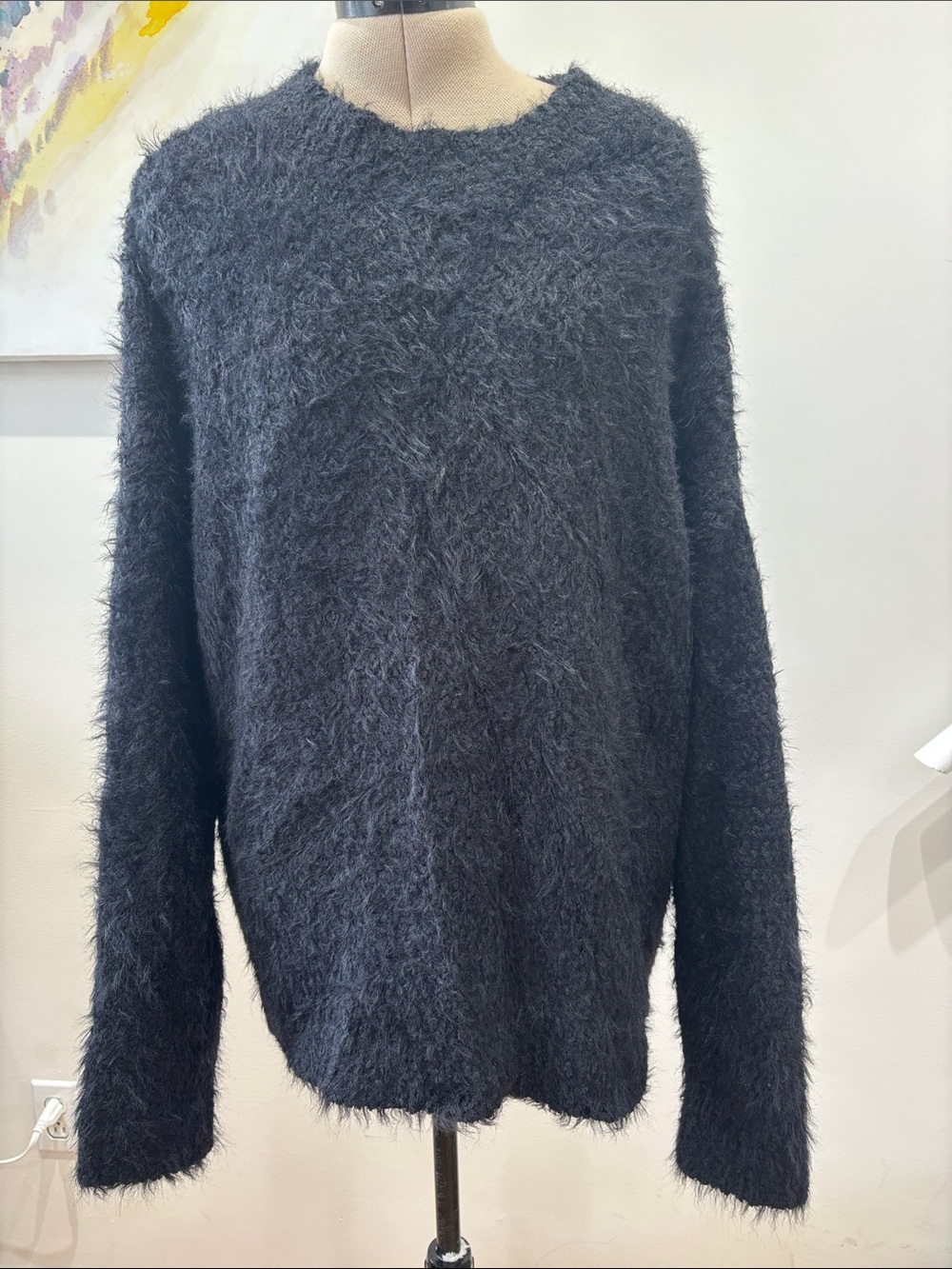 George Black Fuzzy Scoopneck Sweater